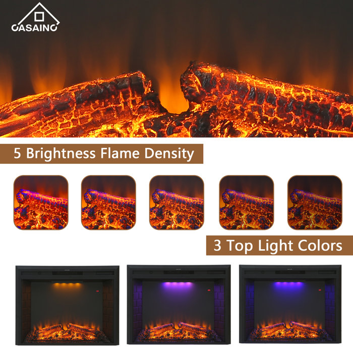 Steelside™ Kylah Recessed Electric Fireplace with Multicolor Flame